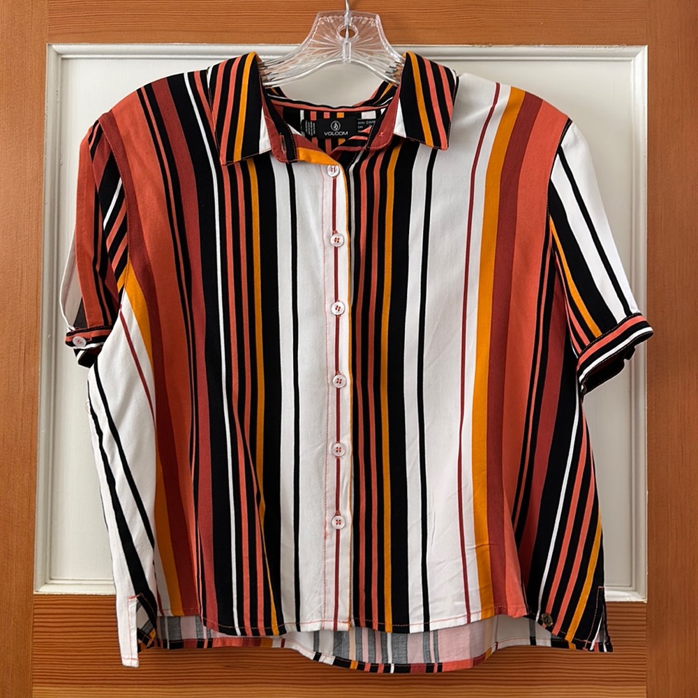 Volcom Button-Down Blouse With Peek-A-Boo Shoulde… - image 1